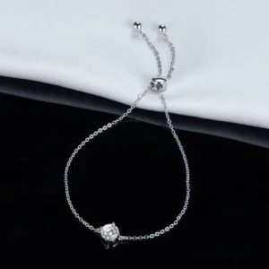 Certified 1CT Moissanite Bracelet for Women Real S925 Silver Classic Round Lab Diamond Charm Hand Chain Adjustable Jewelry Gifts