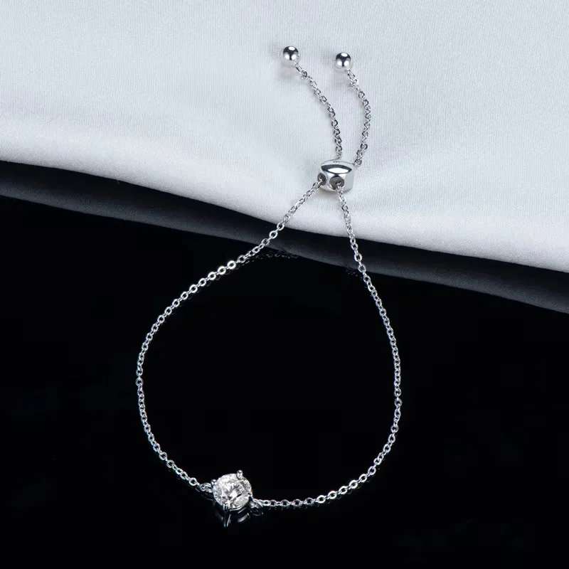 Certified 1CT Moissanite Bracelet for Women Real S925 Silver Classic Round Lab Diamond Charm Hand Chain Adjustable Jewelry Gifts - Image 3