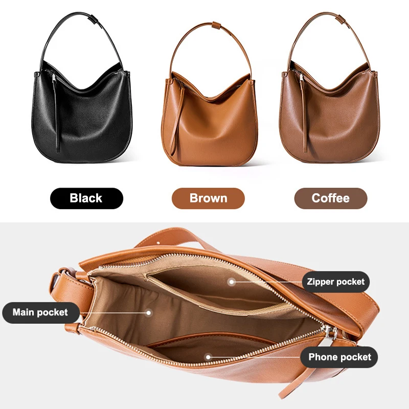 Genuine Leather Women Tote Bag 2025 New Large Capacity Women's Shoulder Bag Luxury Designer Cowhide Crossbody Bags 2522 - Image 5
