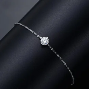 Certified 1CT Moissanite Bracelet for Women Real S925 Silver Classic Round Lab Diamond Charm Hand Chain Adjustable Jewelry Gifts