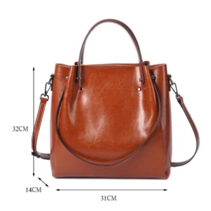 100% Genuine Leather Women Tote Bag Large Capacity High Quality Cowhide Women's Shoulder Bags Wrinkled Opening Fashion Handbag