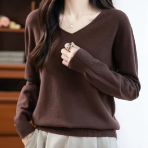 Basic Autumn Winter Woman Sweater Solid Female Merino Wool Knitwear V-Neck Pullover Cashmere Ladies Long Sleeve Clothing Tops
